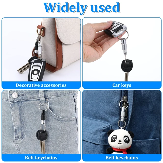 Alt view image 7 of 7 - 2 PCS Quick Release Keychain, Heavy Duty Detachable Key Ring Quick Release, Quick Disconnect Keychain with 2 Split Rings for Car Keys Purse Bag Accessories(Black, Silver)