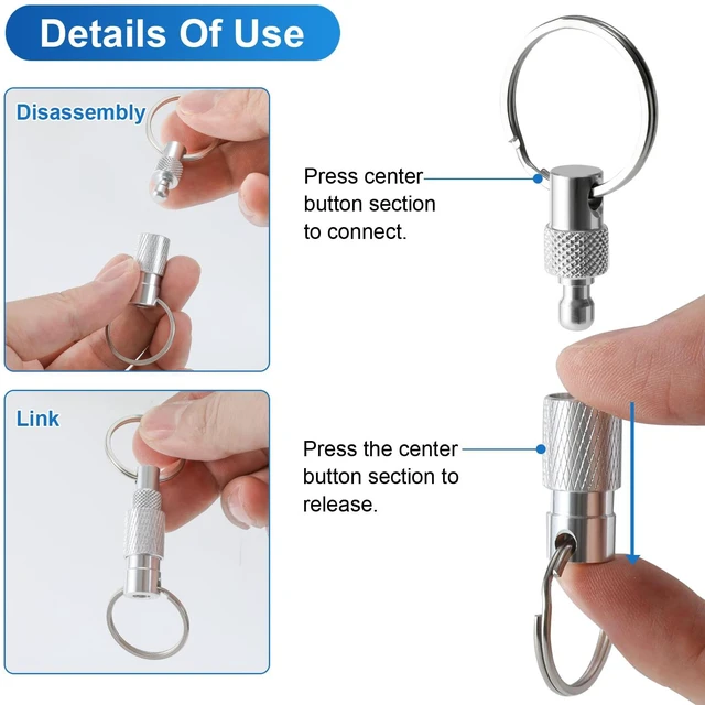 Alt view image 4 of 7 - Quick Release Keychain, 3-Pack, Detachable, Split Rings | Minimalist Pull-Apart Key Ring for Car Keys, Purse & Bag (3 Colors)