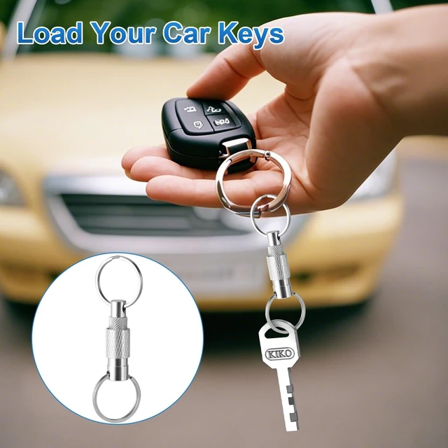 Alt view image 5 of 7 - Quick Release Keychain, 3-Pack, Detachable, Split Rings | Minimalist Pull-Apart Key Ring for Car Keys, Purse & Bag (3 Colors)