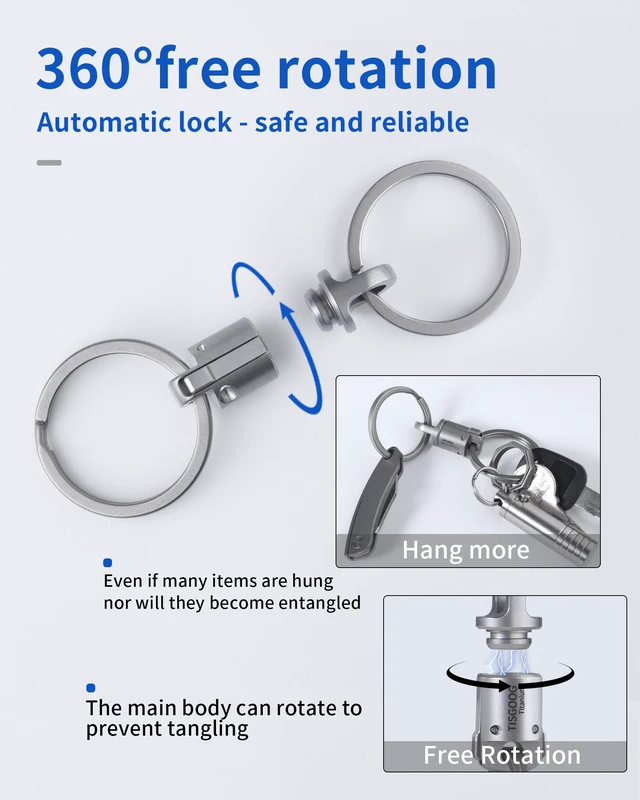 Alt view image 5 of 7 - Titanium Magnetic Quick Release Keychain, Heavy Duty Key Holder, Detachable Chain Rings for Car Keys, 88LB Load Capacity, Gift for Men Women