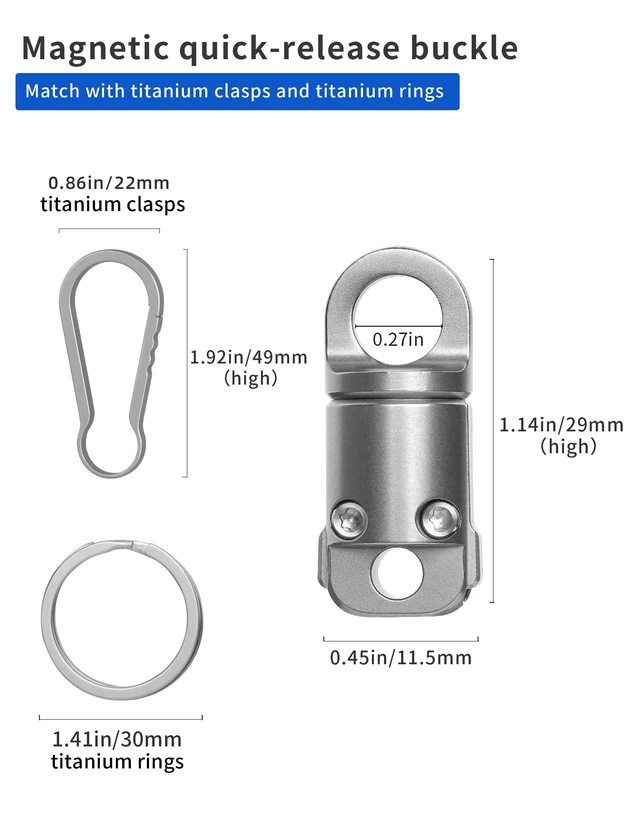 Alt view image 7 of 7 - Titanium Magnetic Quick Release Keychain, Heavy Duty Key Holder, Detachable Chain Rings for Car Keys, 88LB Load Capacity, Gift for Men Women