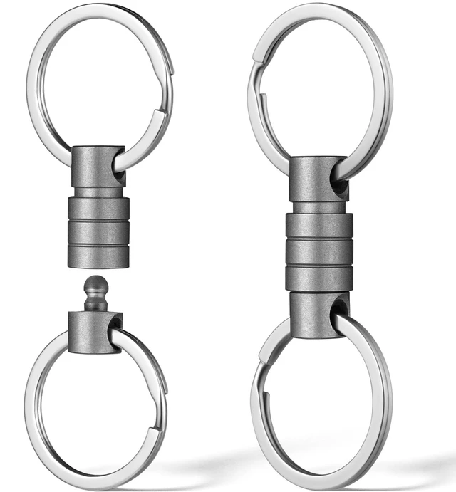 Main image of Titanium Quick Release Keychain, Pull Apart Detachable Key Chain | Rustproof, 20lbs Load, Anti-Drop Lock, 360° Swivel, for Valet Car Home Key Storage