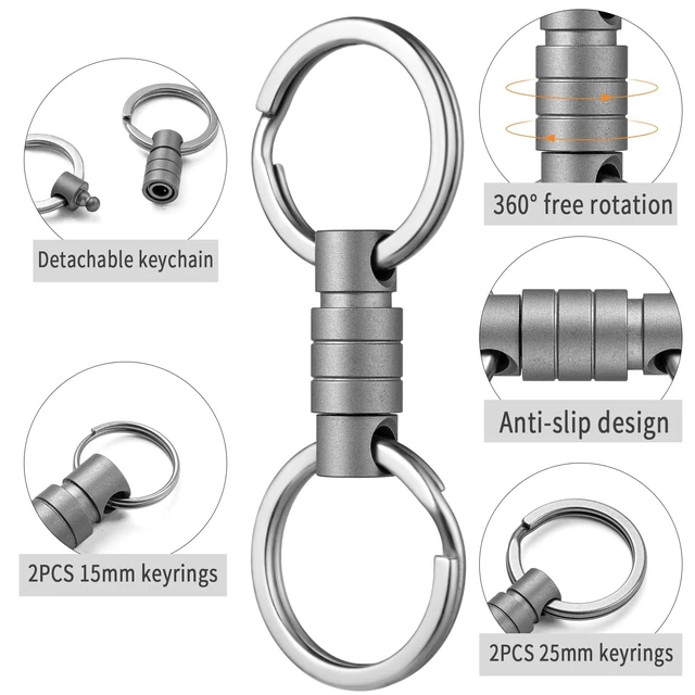 Alt view image 4 of 6 - Titanium Quick Release Keychain, Pull Apart Detachable Key Chain | Rustproof, 20lbs Load, Anti-Drop Lock, 360° Swivel, for Valet Car Home Key Storage