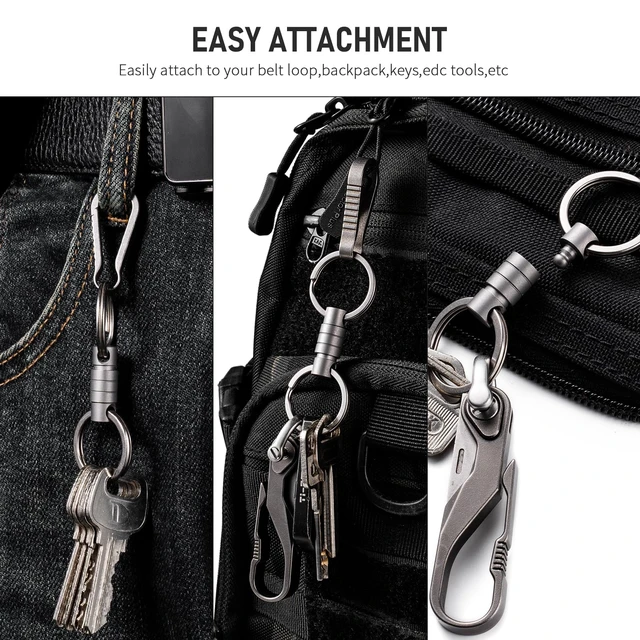 Alt view image 6 of 6 - Titanium Quick Release Keychain, Pull Apart Detachable Key Chain | Rustproof, 20lbs Load, Anti-Drop Lock, 360° Swivel, for Valet Car Home Key Storage