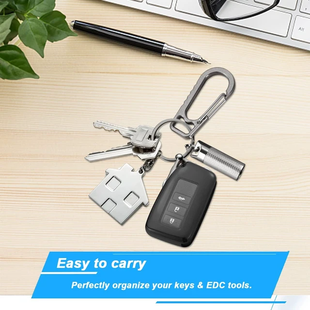 Alt view image 2 of 7 - Titanium Heavy Duty Keychain Carabiner, EDC Key Clip Anti-Lost | Quick Released Backpack Hook, Car Keychain Clip, Belt Loop Clip, Outdoor Camping Keyring- 2 Pack