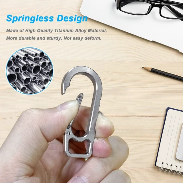 Alt view image 4 of 7 - Titanium Heavy Duty Keychain Carabiner, EDC Key Clip Anti-Lost | Quick Released Backpack Hook, Car Keychain Clip, Belt Loop Clip, Outdoor Camping Keyring- 2 Pack