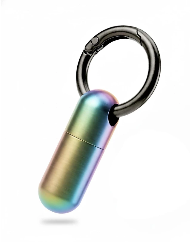 Main image of Titanium Keychain Pill Holder, Waterproof Small Single Pill Case for Nitro | Quick Release Carabiner, Medical Emergency for Aspirin, EDC Travel, Travel Mini Pill Box for Purse, Gift for Men & Women