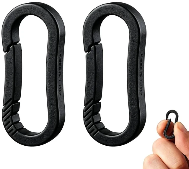Main image of Mini Titanium Carabiner Clip Snap Hook, 2 pcs, OLL03 | Black, Small Keychain Holder, Quick Release, Link Connector, for Bird Feeders, Dog Tag, Wind Chime, EDC Tool, Flashlight