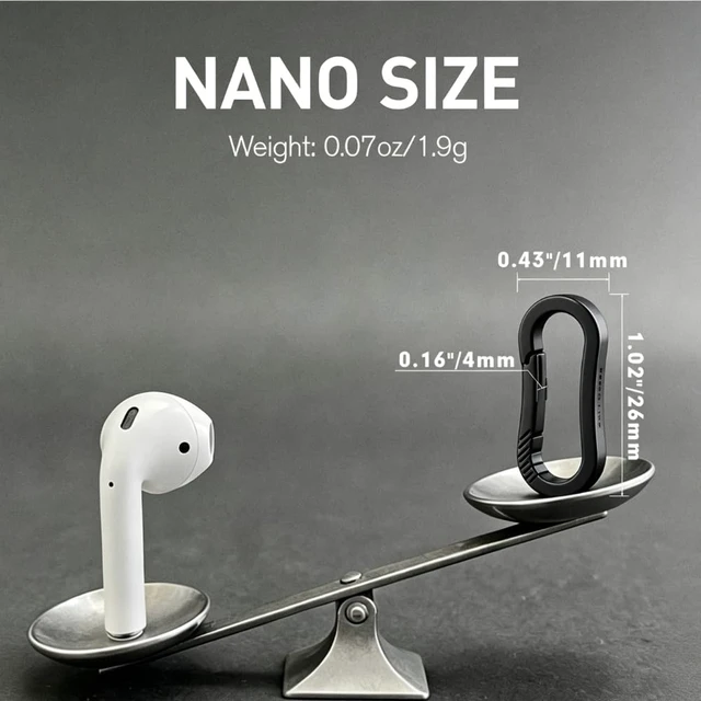 Alt view image 3 of 7 - Mini Titanium Carabiner Clip Snap Hook, 2 pcs, OLL03 | Black, Small Keychain Holder, Quick Release, Link Connector, for Bird Feeders, Dog Tag, Wind Chime, EDC Tool, Flashlight