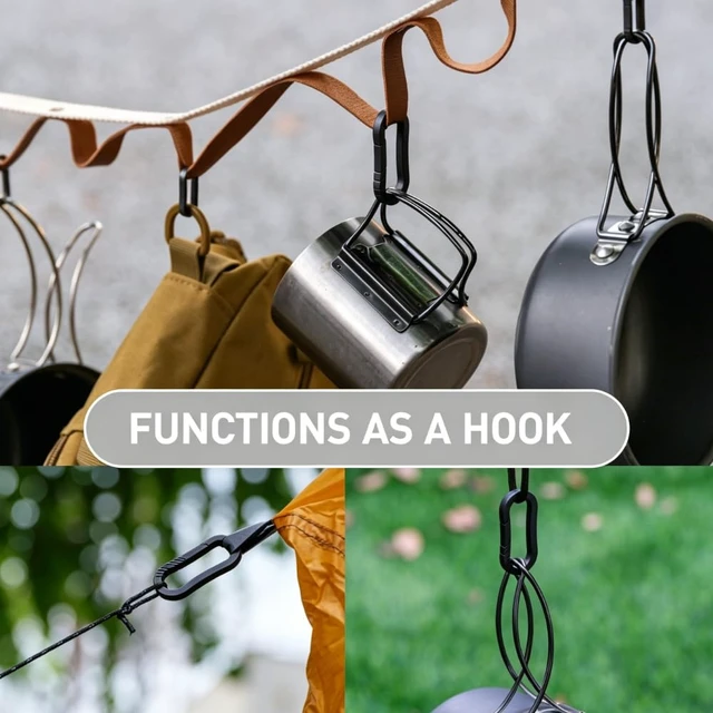 Alt view image 7 of 7 - Mini Titanium Carabiner Clip Snap Hook, 2 pcs, OLL03 | Black, Small Keychain Holder, Quick Release, Link Connector, for Bird Feeders, Dog Tag, Wind Chime, EDC Tool, Flashlight