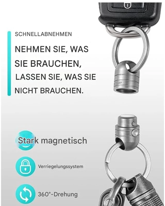 Alt view image 6 of 7 - Titanium Magnetic Quick Release Keychain,Carabiner Key Rings | Detachable Carabiner Keychain,Car Key Holder,Small Key Chain Rings