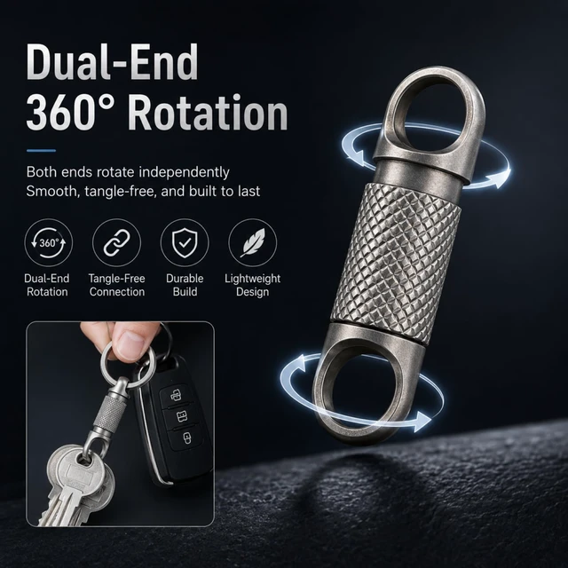 Alt view image 5 of 7 - Titanium Quick Release Keychain,360° Swivel Clip Titanium Ring Daily Carry | Titanium Quick Release Keychain, 360° Swivel EDC Clip with Premium Titanium Ring for Daily Carry