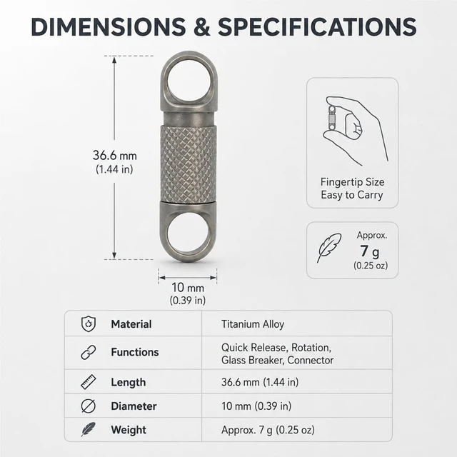 Alt view image 6 of 7 - Titanium Quick Release Keychain,360° Swivel Clip Titanium Ring Daily Carry | Titanium Quick Release Keychain, 360° Swivel EDC Clip with Premium Titanium Ring for Daily Carry