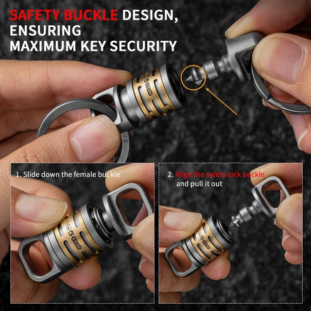 Alt view image 3 of 7 - Titanium Quick Release Detachable Keychain with Titanium Key Ring | Rustproof, Heavy Duty, 360° Swivel, Three-bead Anti-drop Lock, for Car Home Keys Valet Use