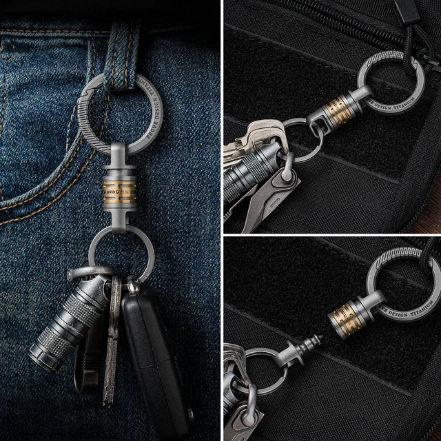 Alt view image 7 of 7 - Titanium Quick Release Detachable Keychain with Titanium Key Ring | Rustproof, Heavy Duty, 360° Swivel, Three-bead Anti-drop Lock, for Car Home Keys Valet Use