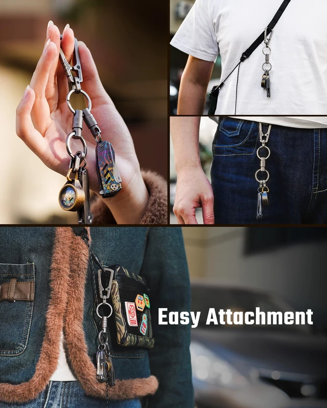 Alt view image 4 of 7 - KA46 Titanium Quick Release Keychain with Built-In Flathead Screwdriver - Lightweight EDC Keychain for Everyday Carry