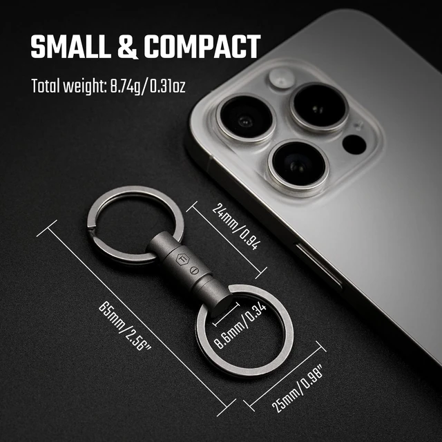 Alt view image 6 of 7 - KA46 Titanium Quick Release Keychain with Built-In Flathead Screwdriver - Lightweight EDC Keychain for Everyday Carry