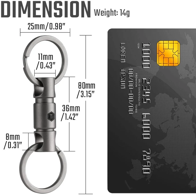 Alt view image 2 of 7 - Titanium Quick Release Keychain, Pull Apart Detachable Key Chain | Lightweight EDC Key Organizer for Car Keys, Bags, Backpack, Daily Carry
