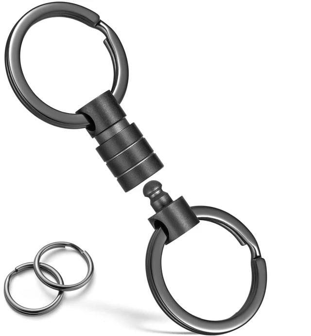 Main image of Titanium Quick Release Keychain, Pull Apart Detachable Key Chain | Rustproof, 20lbs Load, Anti-Drop Lock, 360° Swivel, for Valet Car Home Key Storage