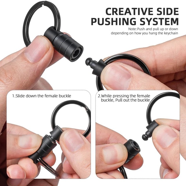 Alt view image 3 of 6 - Titanium Quick Release Keychain, Pull Apart Detachable Key Chain | Rustproof, 20lbs Load, Anti-Drop Lock, 360° Swivel, for Valet Car Home Key Storage