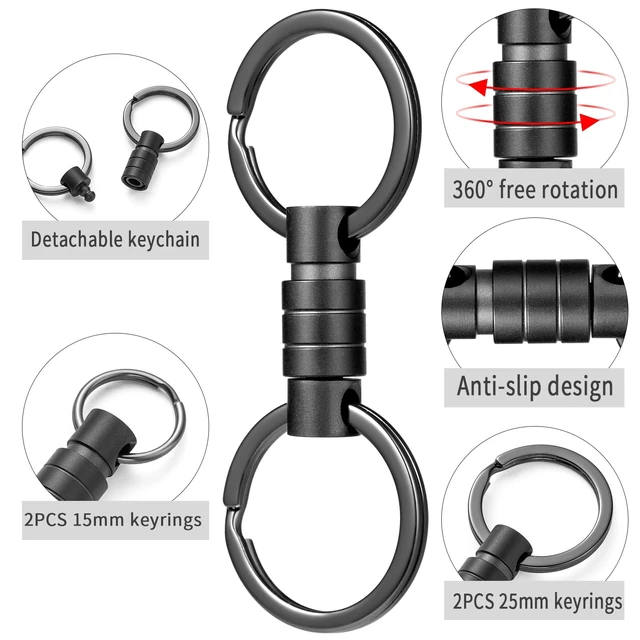 Alt view image 4 of 6 - Titanium Quick Release Keychain, Pull Apart Detachable Key Chain | Rustproof, 20lbs Load, Anti-Drop Lock, 360° Swivel, for Valet Car Home Key Storage