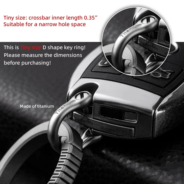 Alt view image 4 of 6 - Small Titanium Key Ring, D Ring Keychain for Car Key Fob | Gr5 titanium alloy, Rust & Corrosion Proof, Strong & Anti-Break, Ultra Light, Burden-Free