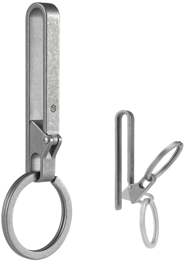 Main image of KM23 Titanium EDC Belt Keychain, Quick Release Key Ring Clip with Locking Design for Belt, Pocket, Purse & Backpack (Stonewashed)