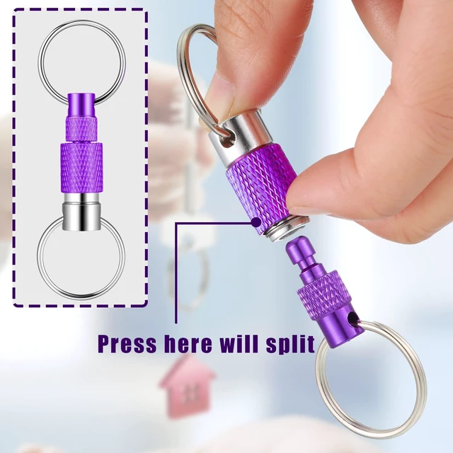Alt view image 3 of 7 - 10 Packs Detachable Keychain Quick Release Pull Apart Key Ring with 2 Split Rings for Bag Purse Belt (Multicolor)