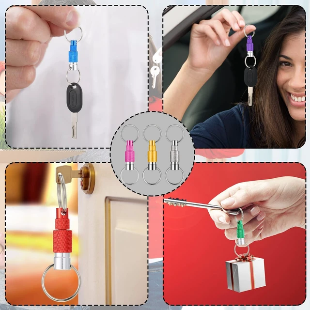Alt view image 5 of 7 - 10 Packs Detachable Keychain Quick Release Pull Apart Key Ring with 2 Split Rings for Bag Purse Belt (Multicolor)