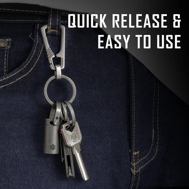 Alt view image 3 of 7 - KA26 Titanium Side Pushing Key Ring, Quick Release Minimalist Split Keychain Ring for Carabiner, Car Keys & Home Keys (KA26)