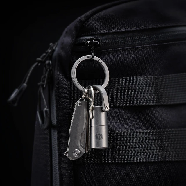 Alt view image 7 of 7 - KA26 Titanium Side Pushing Key Ring, Quick Release Minimalist Split Keychain Ring for Carabiner, Car Keys & Home Keys (KA26)
