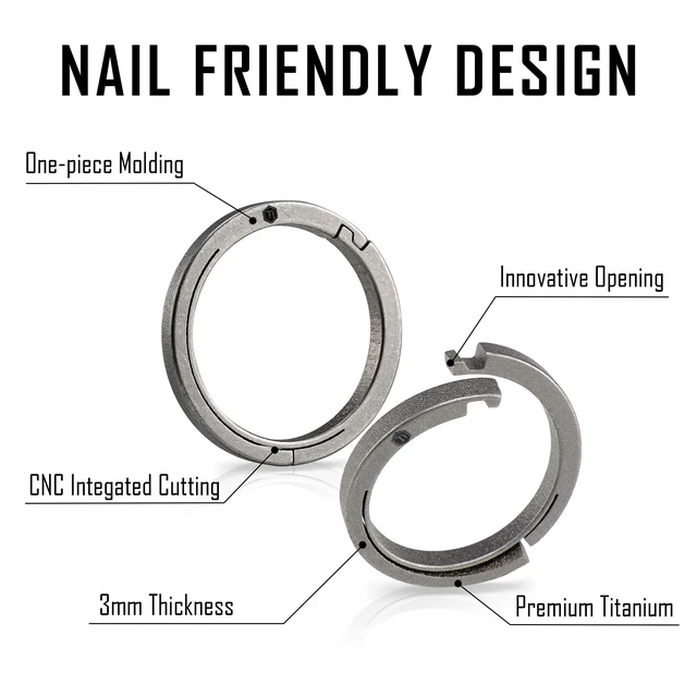Alt view image 5 of 7 - KA26 Titanium Side Pushing Key Ring, Quick Release Minimalist Split Keychain Ring for Carabiner, Car Keys & Home Keys (KA26)