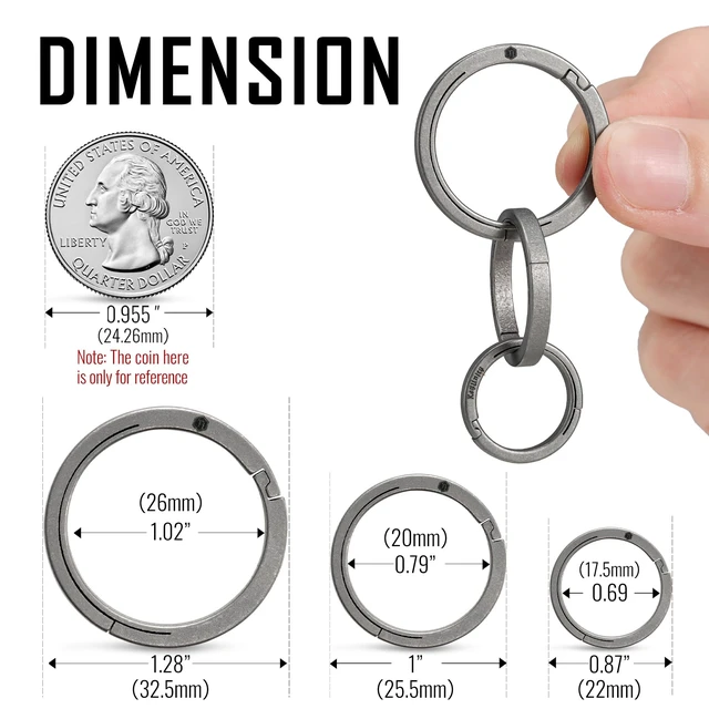 Alt view image 6 of 7 - KA26 Titanium Side Pushing Key Ring, Quick Release Minimalist Split Keychain Ring for Carabiner, Car Keys & Home Keys (KA26)