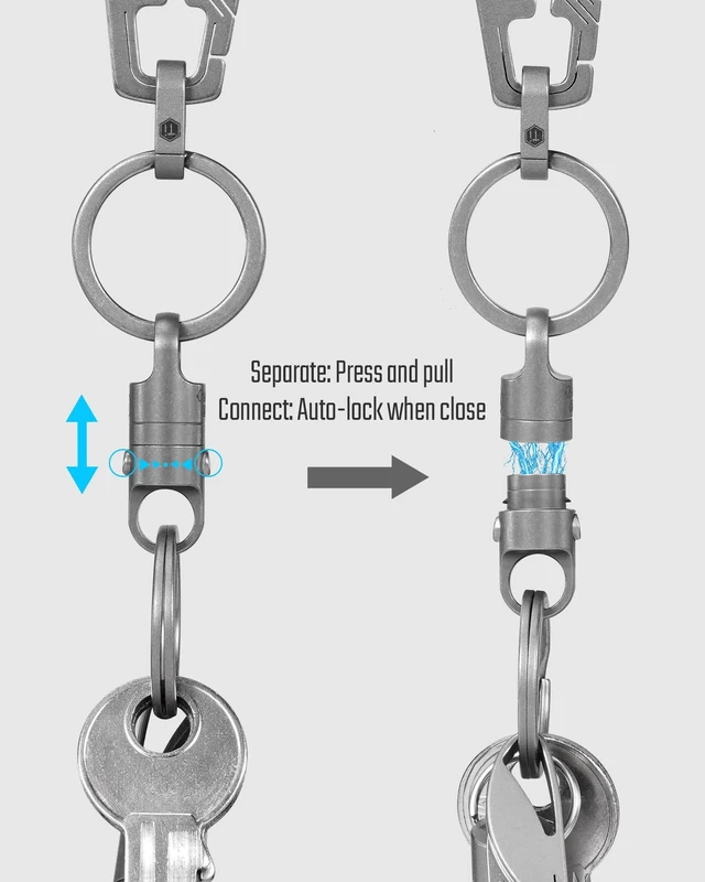 Alt view image 3 of 7 - KA62 Titanium Magnetic Quick Release Keychain | One-Hand Detachable Connector for Car Keys, House Keys, USB Drives and EDC