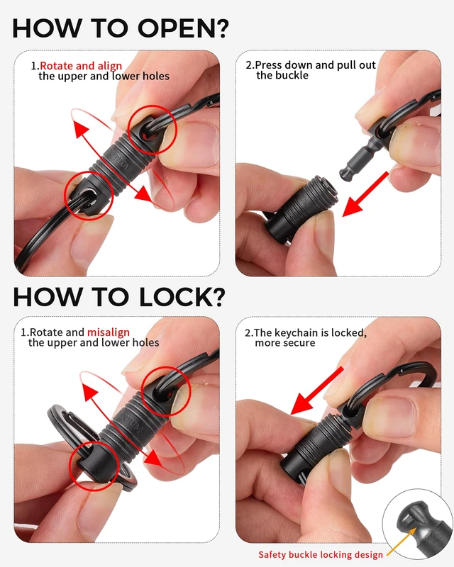 Alt view image 3 of 6 - Titanium Quick Release Keychain, Detachable Pull Apart Key Chain | Easy Access, Tangle-Free 360° Swivel, Rustproof and Durable, for Valet Car Home Key Storage