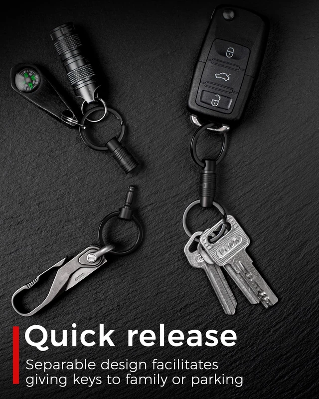 Alt view image 6 of 6 - Titanium Quick Release Keychain, Detachable Pull Apart Key Chain | Easy Access, Tangle-Free 360° Swivel, Rustproof and Durable, for Valet Car Home Key Storage