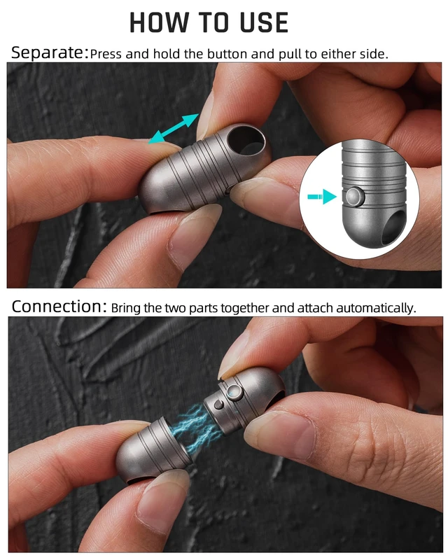 Alt view image 2 of 7 - Titanium Magnetic Quick Release Keychain,Carabiner Key Rings | Detachable Carabiner Keychain,Car Key Holder,Small Key Chain Rings