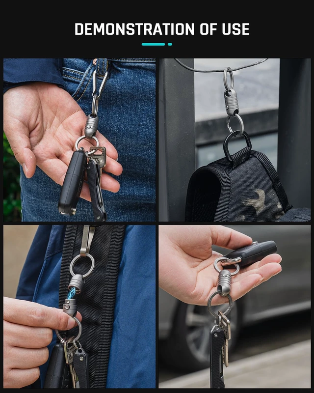Alt view image 7 of 7 - Titanium Magnetic Quick Release Keychain,Carabiner Key Rings | Detachable Carabiner Keychain,Car Key Holder,Small Key Chain Rings