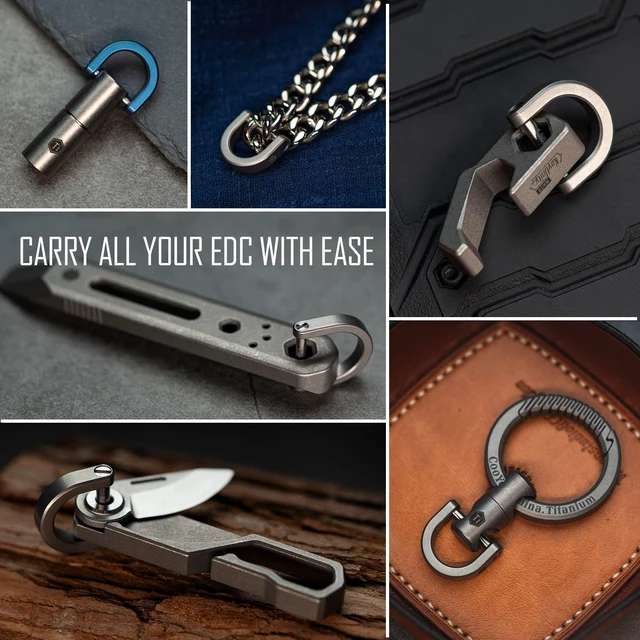 Alt view image 4 of 7 - KA17M Titanium D Ring Key Shackle, U-Shaped Horseshoe Clasp, Gray | Resists rust and corrosion, for car key fobs, DIY leather key organizers, and keychains