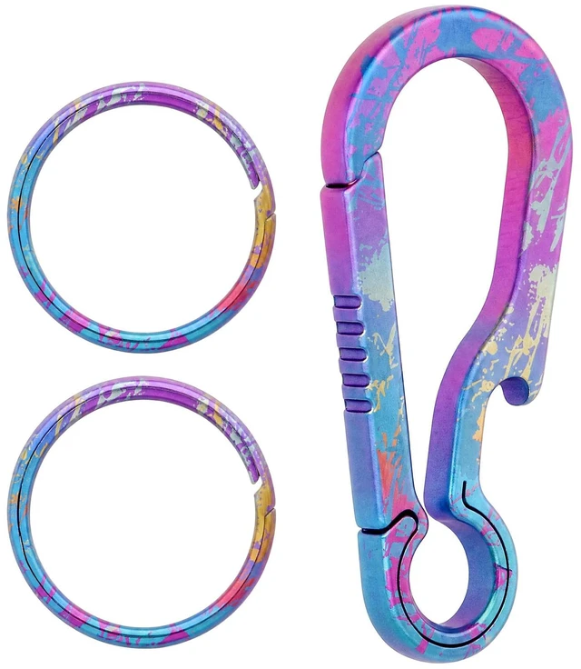 Main image of Titanium Carabiner Keychain Clip Key Rings, Purple Blue, 2/2.6 Inch | Small Carabiner Clips, Bottle Opener Keychain, Heavy Duty Key Holder, Ultra Lightweight, Quick Release Key Chain Gift for Men