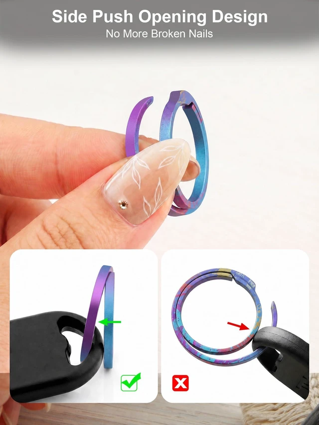 Alt view image 4 of 7 - Titanium Carabiner Keychain Clip Key Rings, Purple Blue, 2/2.6 Inch | Small Carabiner Clips, Bottle Opener Keychain, Heavy Duty Key Holder, Ultra Lightweight, Quick Release Key Chain Gift for Men