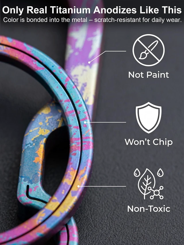 Alt view image 6 of 7 - Titanium Carabiner Keychain Clip Key Rings, Purple Blue, 2/2.6 Inch | Small Carabiner Clips, Bottle Opener Keychain, Heavy Duty Key Holder, Ultra Lightweight, Quick Release Key Chain Gift for Men