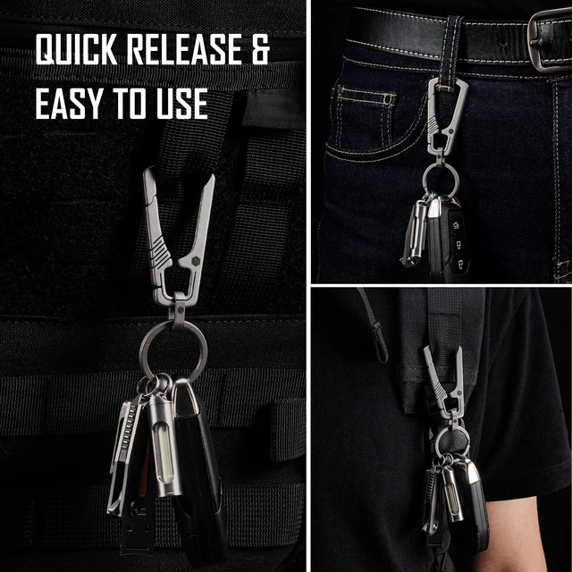 Alt view image 2 of 7 - Titanium Carabiner Keychain Clip, Quick Release EDC Key Holder Organizer with Key Ring (KM04M)