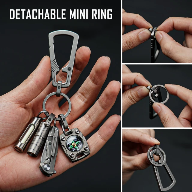 Alt view image 3 of 7 - Titanium Carabiner Keychain Clip, Quick Release EDC Key Holder Organizer with Key Ring (KM04M)