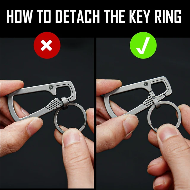 Alt view image 4 of 7 - Titanium Carabiner Keychain Clip, Quick Release EDC Key Holder Organizer with Key Ring (KM04M)