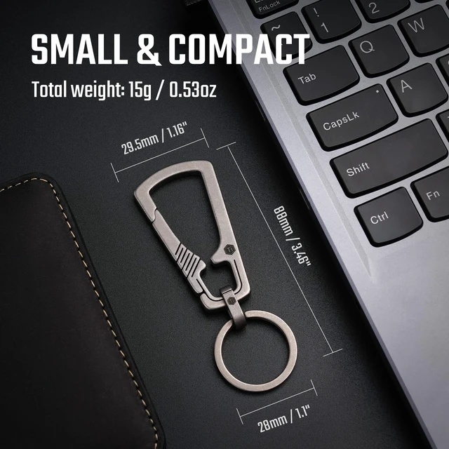 Alt view image 6 of 7 - Titanium Carabiner Keychain Clip, Quick Release EDC Key Holder Organizer with Key Ring (KM04M)