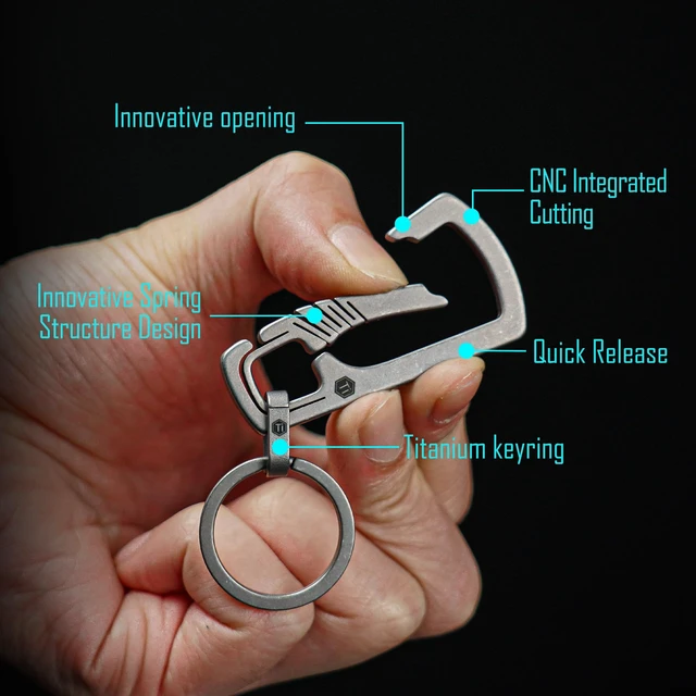 Alt view image 7 of 7 - Titanium Carabiner Keychain Clip, Quick Release EDC Key Holder Organizer with Key Ring (KM04M)