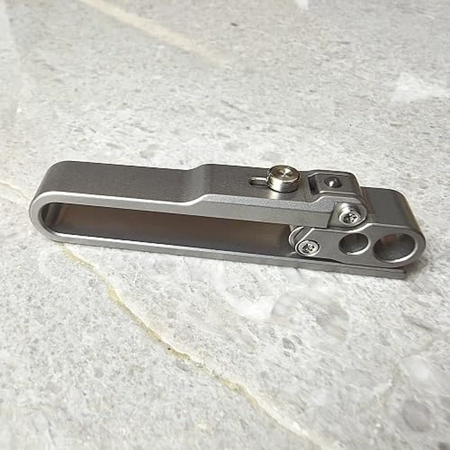 Alt view image 2 of 4 - Titanium Gr5 Mortise Lock Design Key Ring Clip Keychain for Belts Casual Pants Sweatpants (MB10) Patented