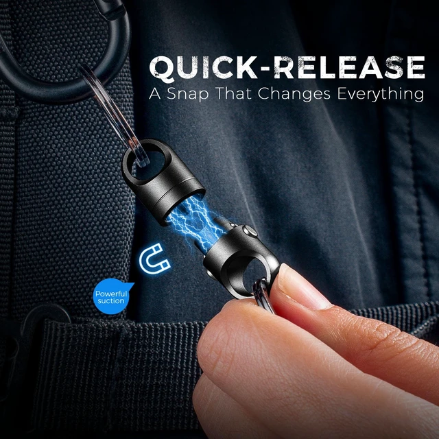 Alt view image 4 of 6 - Strong Magnet Quick Release Keychain Connector (Black 2 Pack) | Anti-fall,Double-Pin Lock Mechanism,360° Rotatable,One-handed Operation