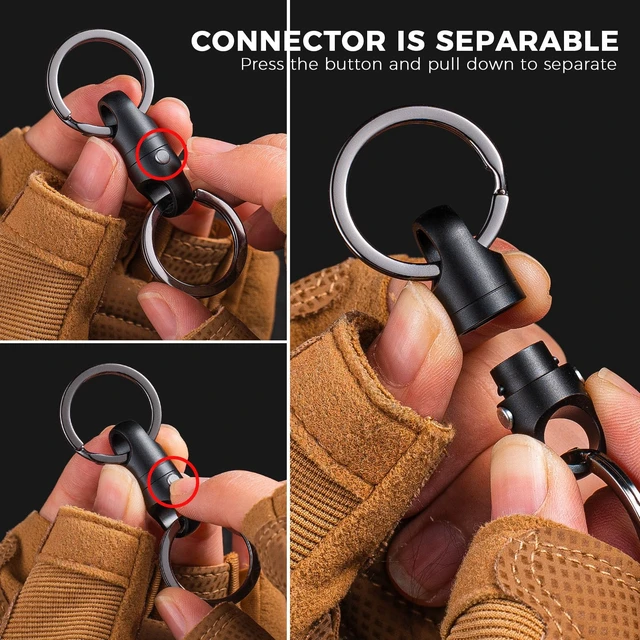 Alt view image 3 of 6 - Strong Magnet Quick Release Keychain Connector (Black 2 Pack) | Anti-fall,Double-Pin Lock Mechanism,360° Rotatable,One-handed Operation